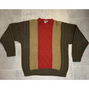 Vintage Tommy Hilfiger Handknitted Wool Blend Sweater - Adult Medium